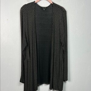 J. Jill Black Wearever Collection & White Dot Open Front Long Cardigan Medium